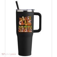 Turkey Gravy Retro Groovy Thanksgiving Food 40oz Vacuum Insulated Stainless Steel Travel Tumbler thumb 0