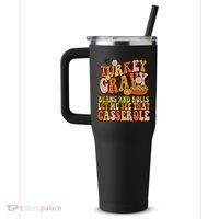 Turkey Gravy Retro Groovy Thanksgiving Food 40oz Vacuum Insulated Stainless Steel Travel Tumbler thumb 2
