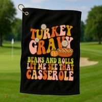 Turkey Gravy Retro Groovy Thanksgiving Food Golf Towel thumb 1
