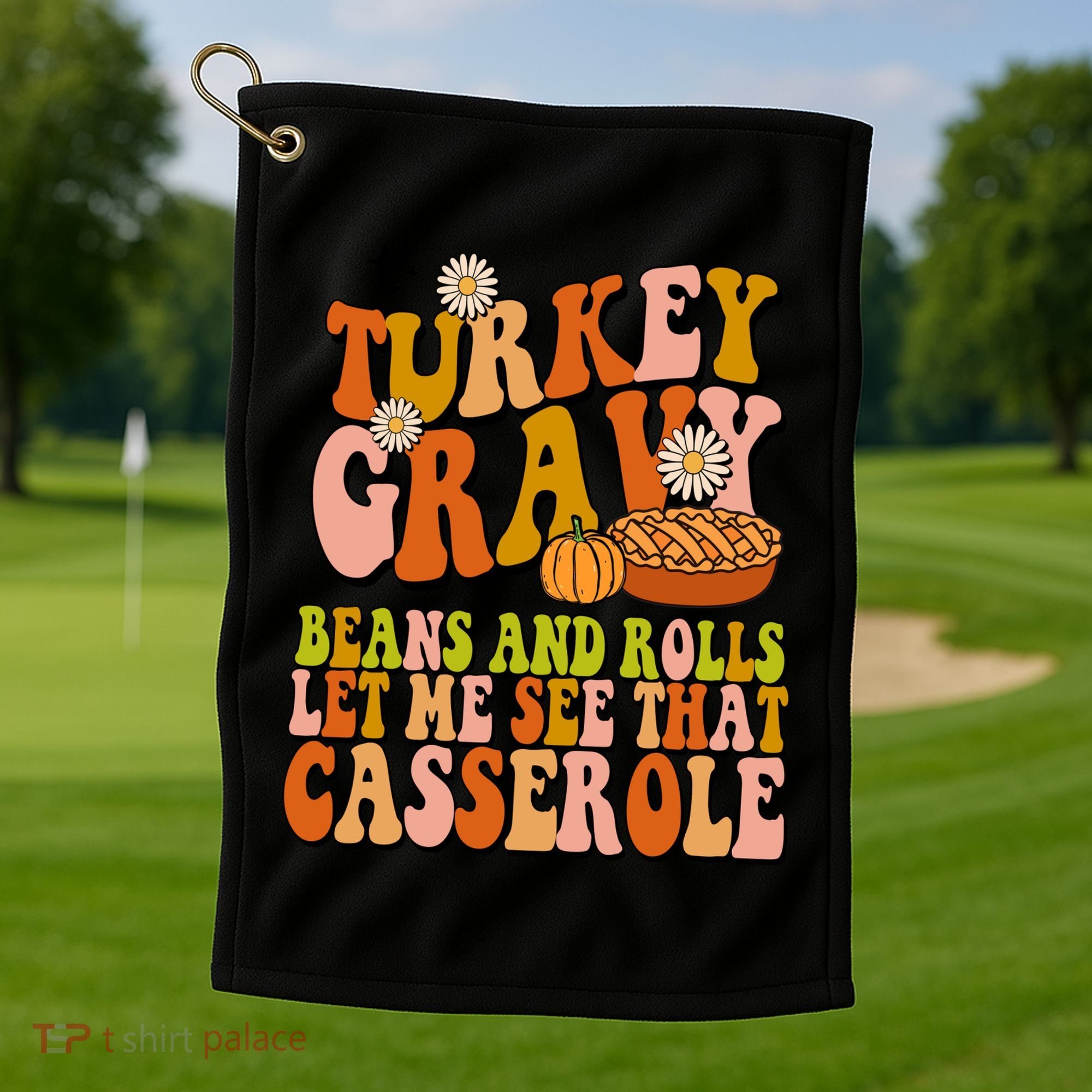 Turkey Gravy Retro Groovy Thanksgiving Food Golf Towel