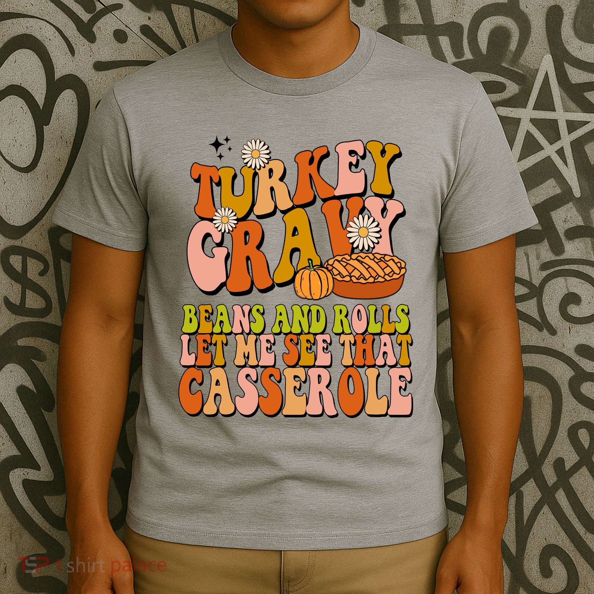 Turkey Gravy Retro Groovy Thanksgiving Food T-Shirt