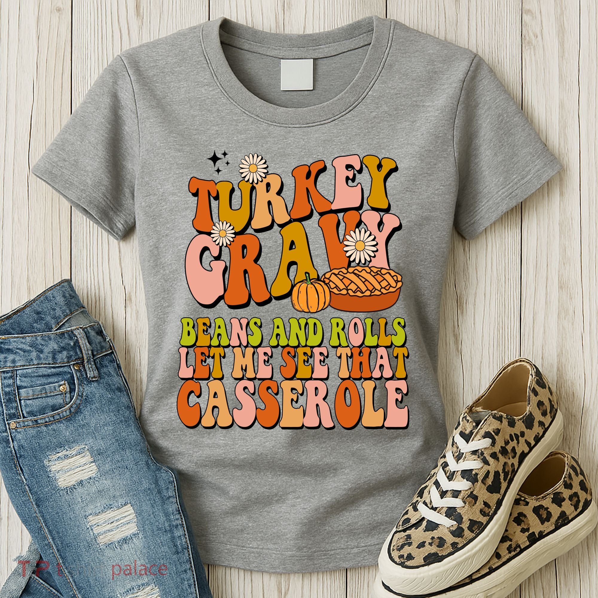 Turkey Gravy Retro Groovy Thanksgiving Food Women's T-Shirt