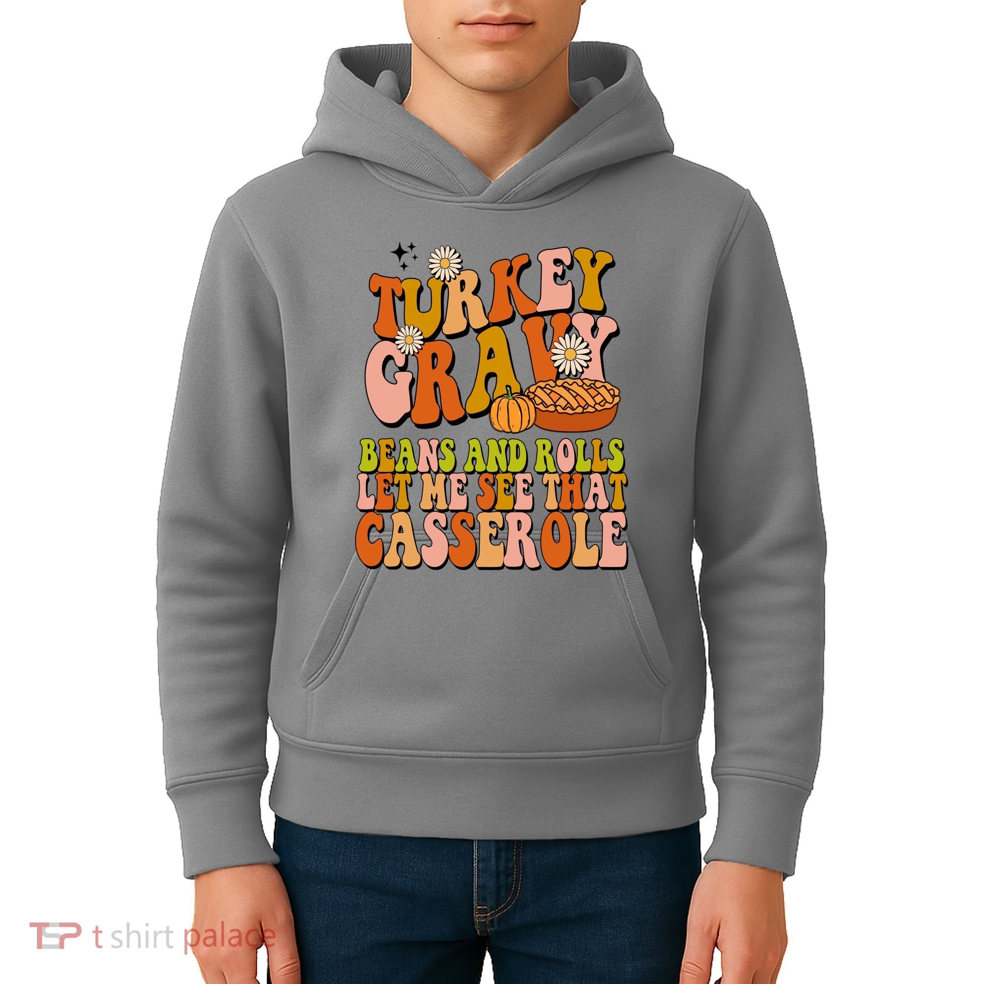 Turkey Gravy Retro Groovy Thanksgiving Food Kids Hoodie