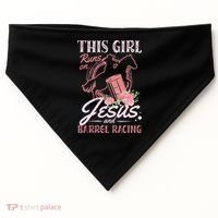 This Girl Runs On Jesus And Barrel Racing For A Barrel Racer USA-Made Doggie Bandana thumb 0