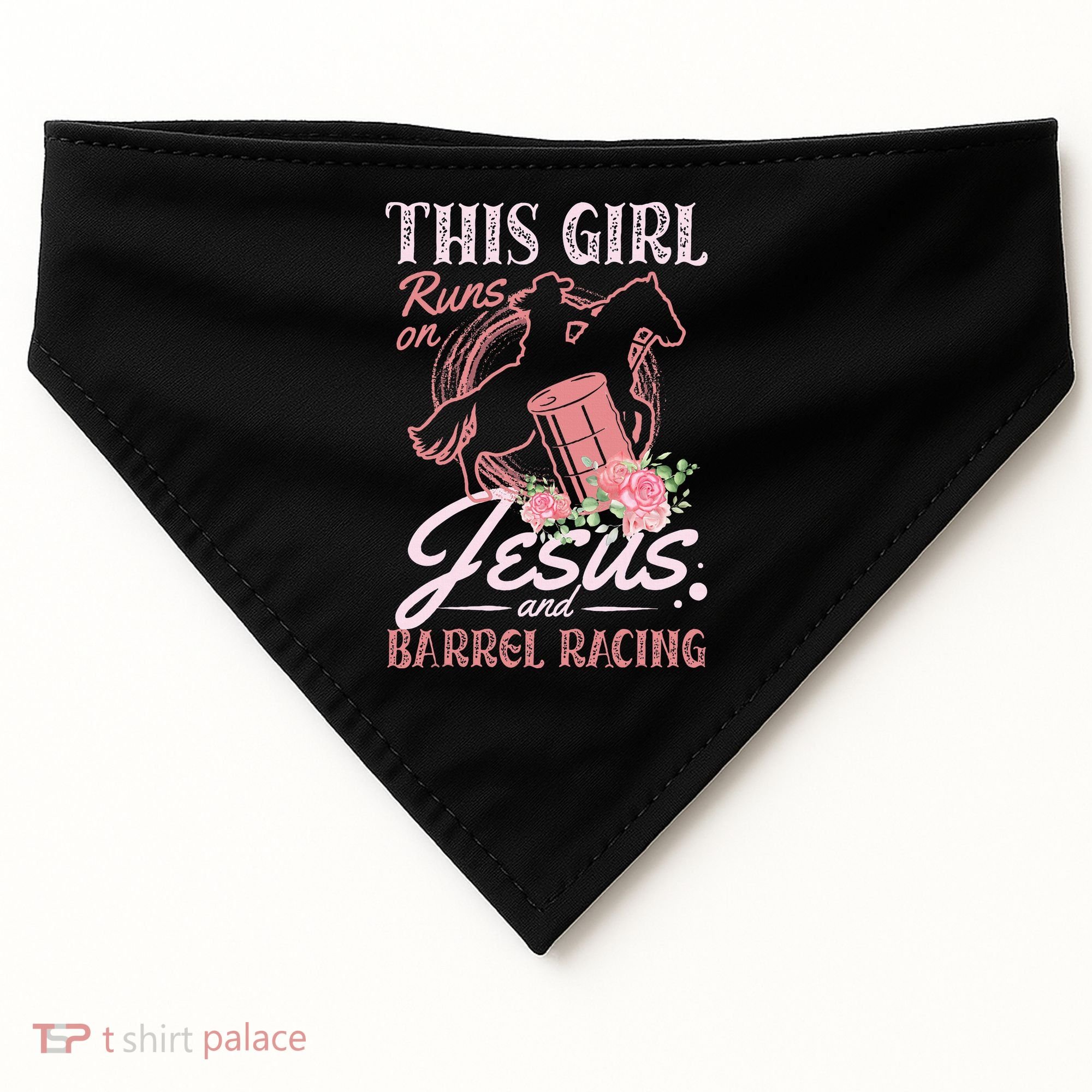 This Girl Runs On Jesus And Barrel Racing For A Barrel Racer USA-Made Doggie Bandana