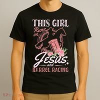This Girl Runs On Jesus And Barrel Racing For A Barrel Racer T-Shirt thumb 3