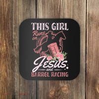 This Girl Runs On Jesus And Barrel Racing For A Barrel Racer Coaster thumb 0