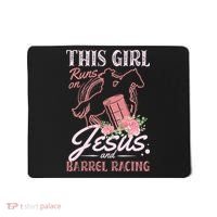 This Girl Runs On Jesus And Barrel Racing For A Barrel Racer Mousepad thumb 0
