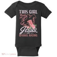 This Girl Runs On Jesus And Barrel Racing For A Barrel Racer Baby Bodysuit thumb 0