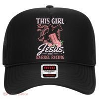 This Girl Runs On Jesus And Barrel Racing For A Barrel Racer Hat thumb 0