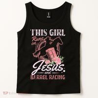 This Girl Runs On Jesus And Barrel Racing For A Barrel Racer Tank Top thumb 2
