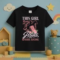 This Girl Runs On Jesus And Barrel Racing For A Barrel Racer Toddler T-Shirt thumb 3