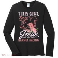 This Girl Runs On Jesus And Barrel Racing For A Barrel Racer Women's Long Sleeve Shirt thumb 0