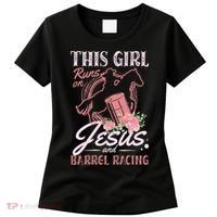 This Girl Runs On Jesus And Barrel Racing For A Barrel Racer Women's T-Shirt thumb 0