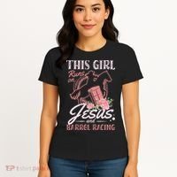 This Girl Runs On Jesus And Barrel Racing For A Barrel Racer Women's T-Shirt thumb 4