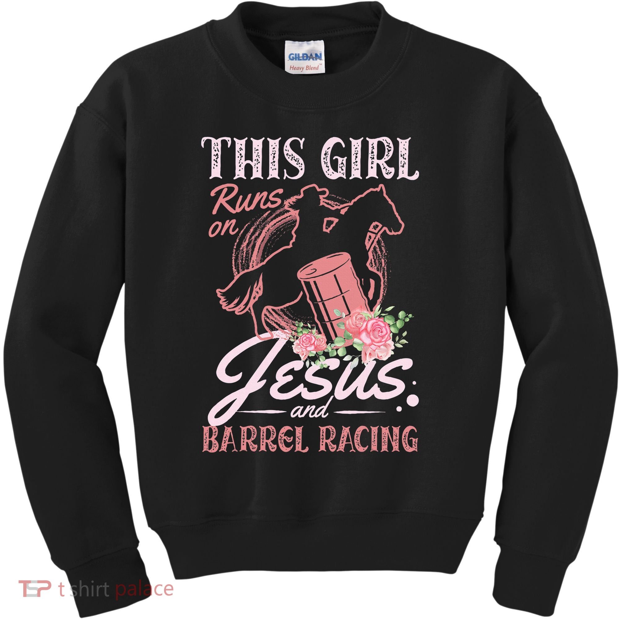 This Girl Runs On Jesus And Barrel Racing For A Barrel Racer Kids Sweatshirt