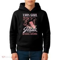This Girl Runs On Jesus And Barrel Racing For A Barrel Racer Kids Hoodie thumb 4