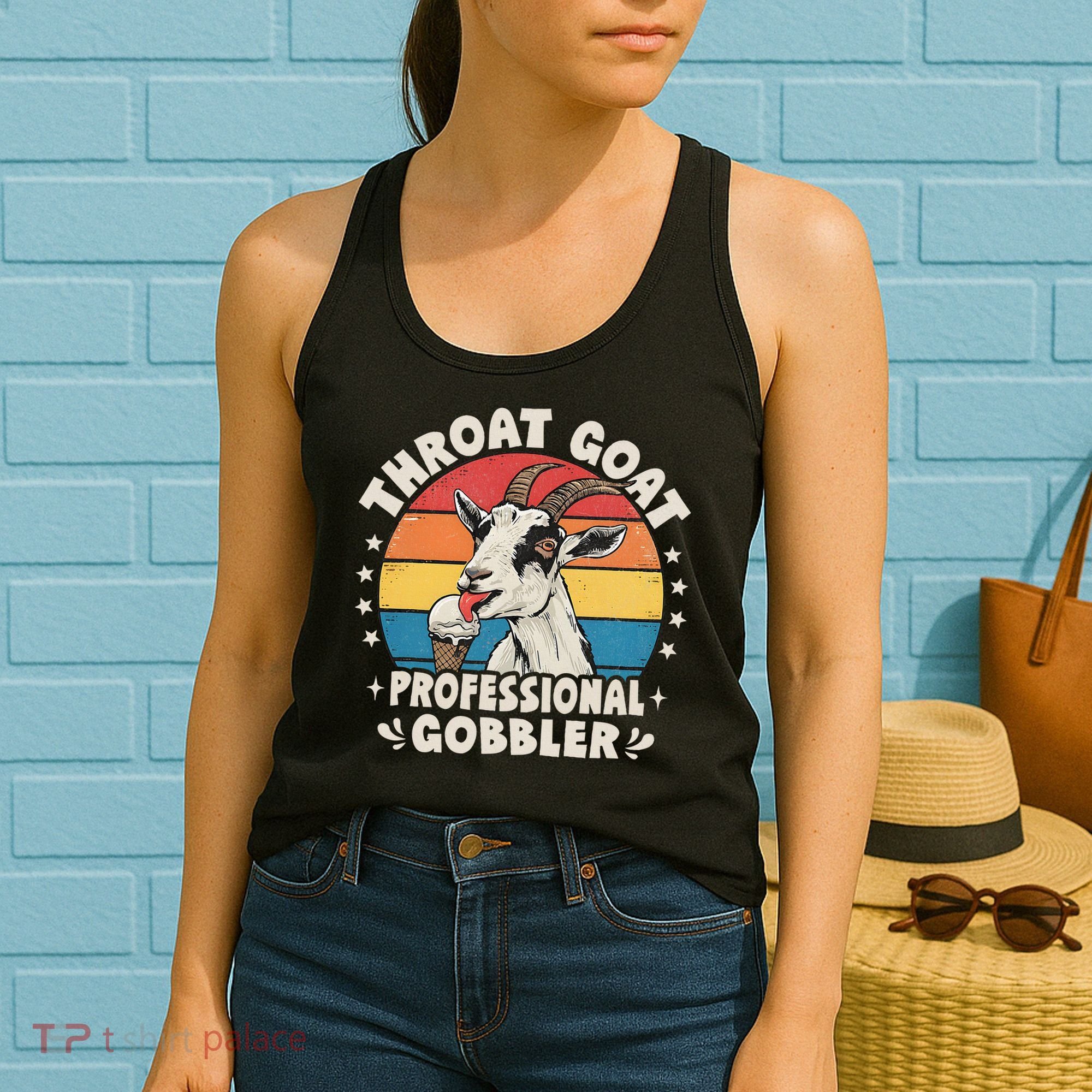 Throat Goat Retro Inappropriate Adult Humor Funny Gag Memes Women's Tank Top