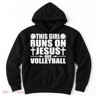 This Girl Runs On Jesus And Volleyball Novelty TShirt Hoodie thumb 0