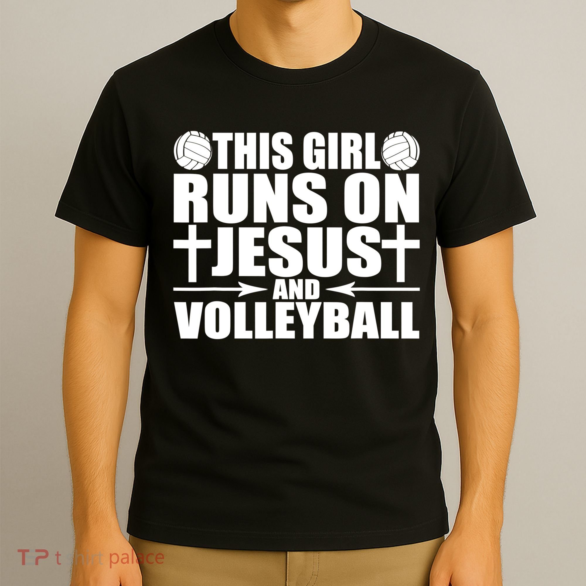This Girl Runs On Jesus And Volleyball Novelty TShirt T-Shirt