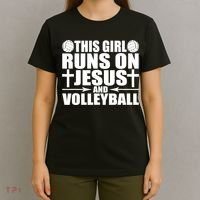 This Girl Runs On Jesus And Volleyball Novelty TShirt T-Shirt thumb 4