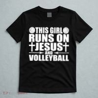 This Girl Runs On Jesus And Volleyball Novelty TShirt T-Shirt thumb 5
