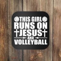 This Girl Runs On Jesus And Volleyball Novelty TShirt Coaster thumb 0