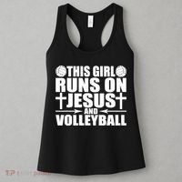 This Girl Runs On Jesus And Volleyball Novelty TShirt Women's Tank Top thumb 3