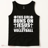 This Girl Runs On Jesus And Volleyball Novelty TShirt Tank Top thumb 2