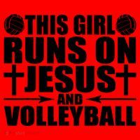 This Girl Runs On Jesus And Volleyball Novelty TShirt Santa Hat thumb 1