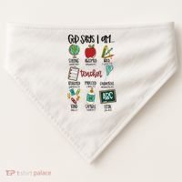 Teacher God Says I Am Teacher Bible Verse USA-Made Doggie Bandana thumb 0