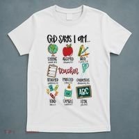 Teacher God Says I Am Teacher Bible Verse T-Shirt thumb 5