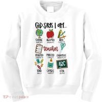 Teacher God Says I Am Teacher Bible Verse Kids Sweatshirt thumb 0