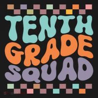 Tenth Grade Squad Retro Groovy Happy First Day Of School Gift Backpack thumb 2