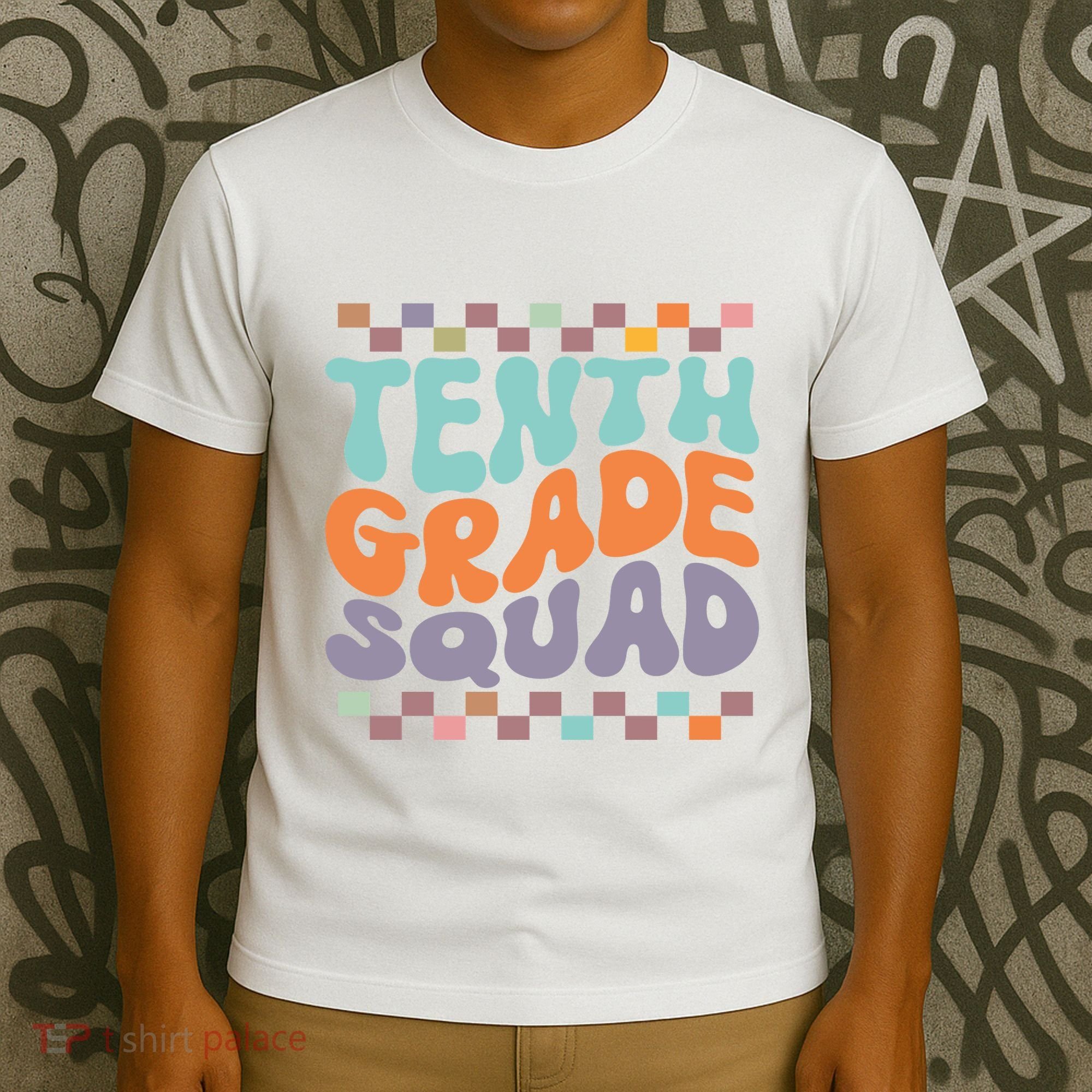 Tenth Grade Squad Retro Groovy Happy First Day Of School Gift T-Shirt