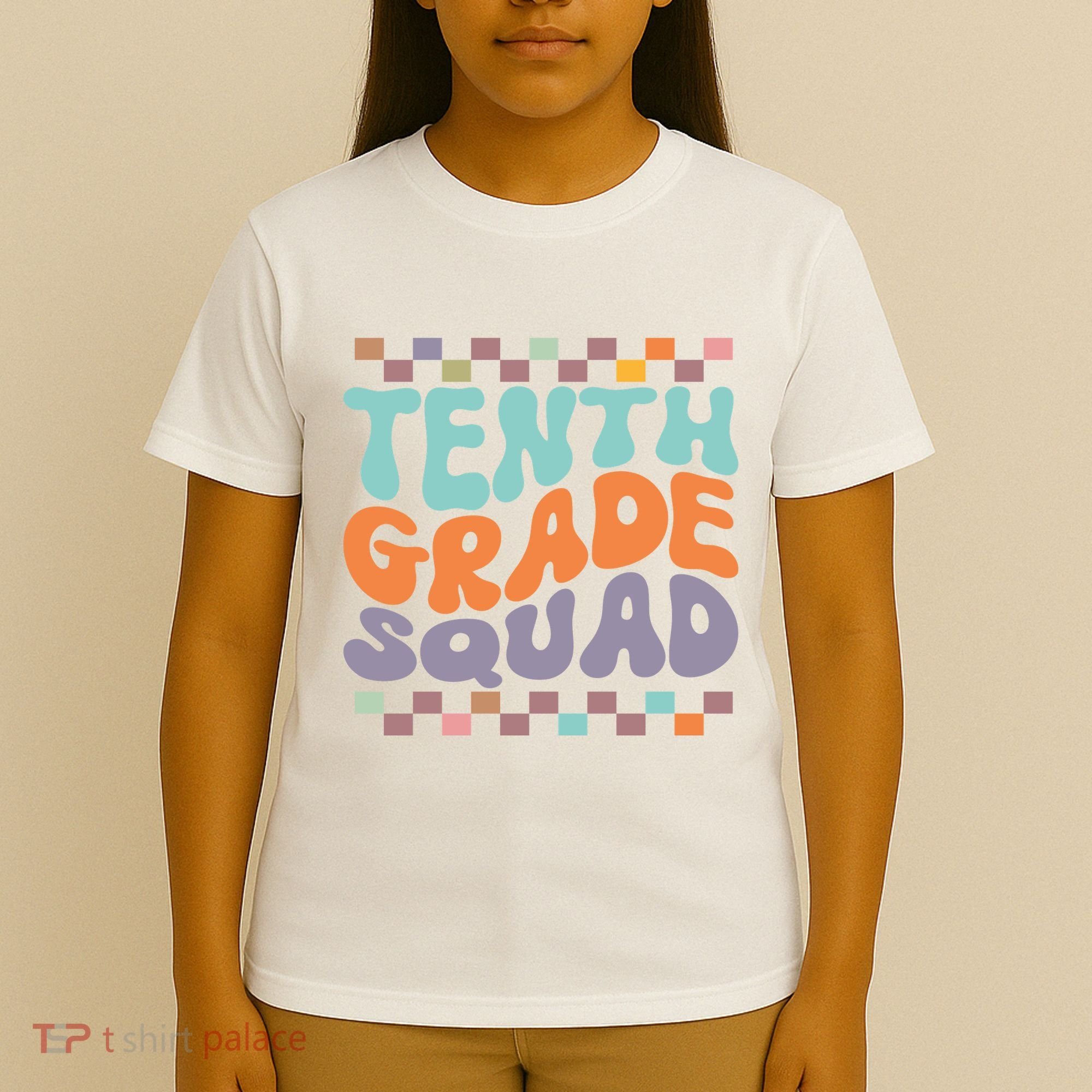 Tenth Grade Squad Retro Groovy Happy First Day Of School Gift T-Shirt