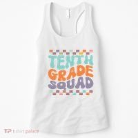 Tenth Grade Squad Retro Groovy Happy First Day Of School Gift Women's Tank Top thumb 0