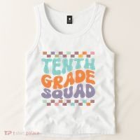 Tenth Grade Squad Retro Groovy Happy First Day Of School Gift Tank Top thumb 2
