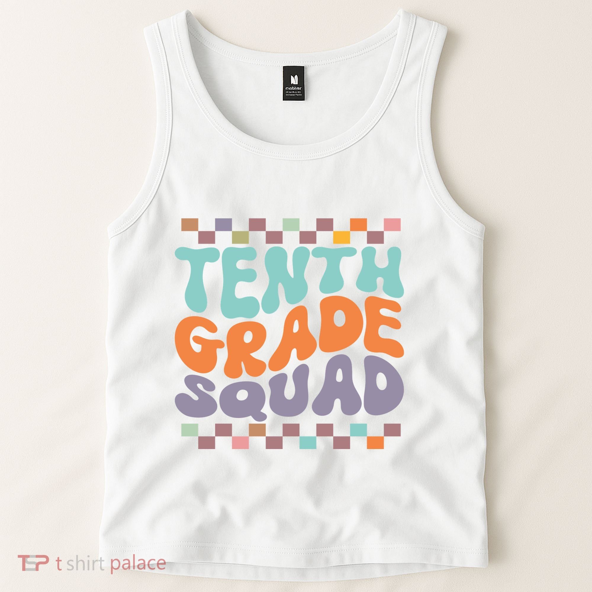 Tenth Grade Squad Retro Groovy Happy First Day Of School Gift Tank Top