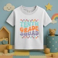 Tenth Grade Squad Retro Groovy Happy First Day Of School Gift Toddler T-Shirt thumb 3
