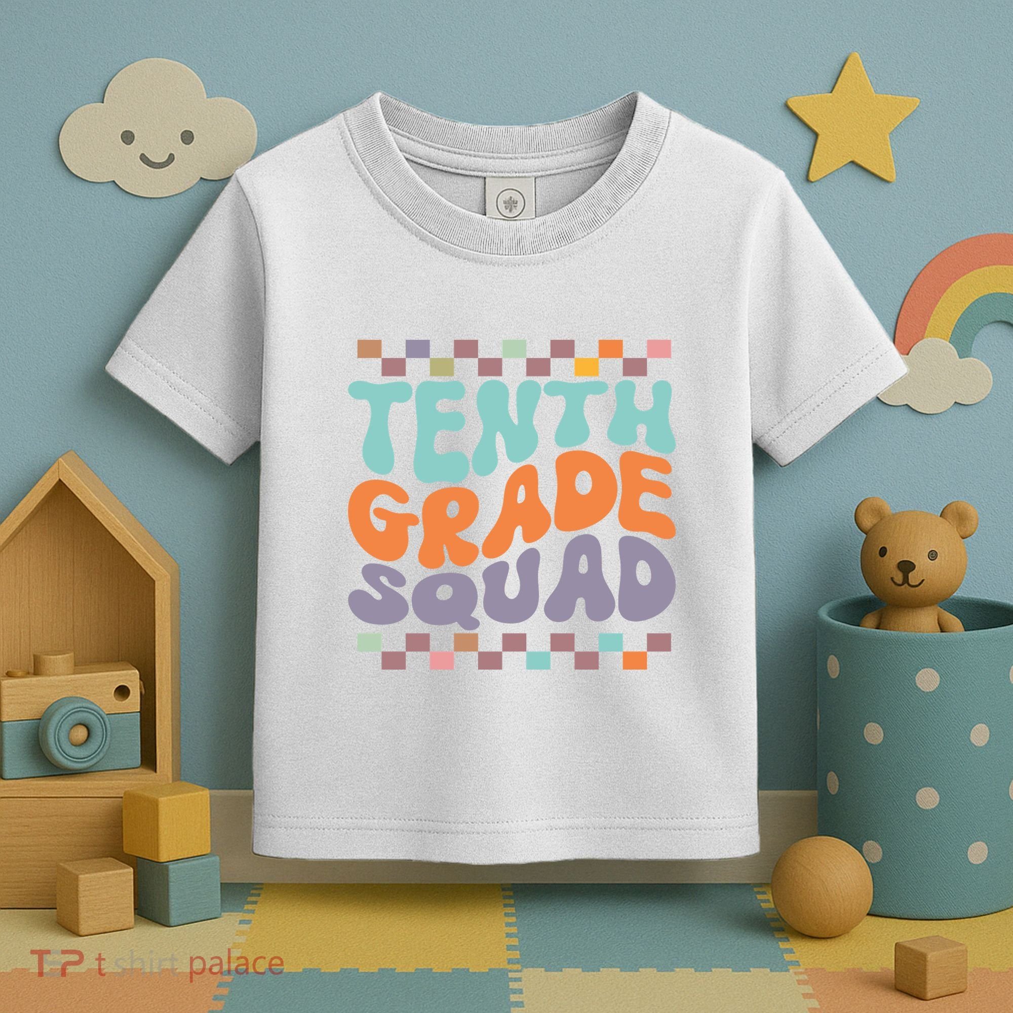 Tenth Grade Squad Retro Groovy Happy First Day Of School Gift Toddler T-Shirt