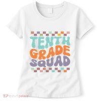 Tenth Grade Squad Retro Groovy Happy First Day Of School Gift Women's T-Shirt thumb 0