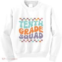 Tenth Grade Squad Retro Groovy Happy First Day Of School Gift Kids Sweatshirt thumb 0
