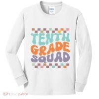 Tenth Grade Squad Retro Groovy Happy First Day Of School Gift Kids Long Sleeve Shirt thumb 0