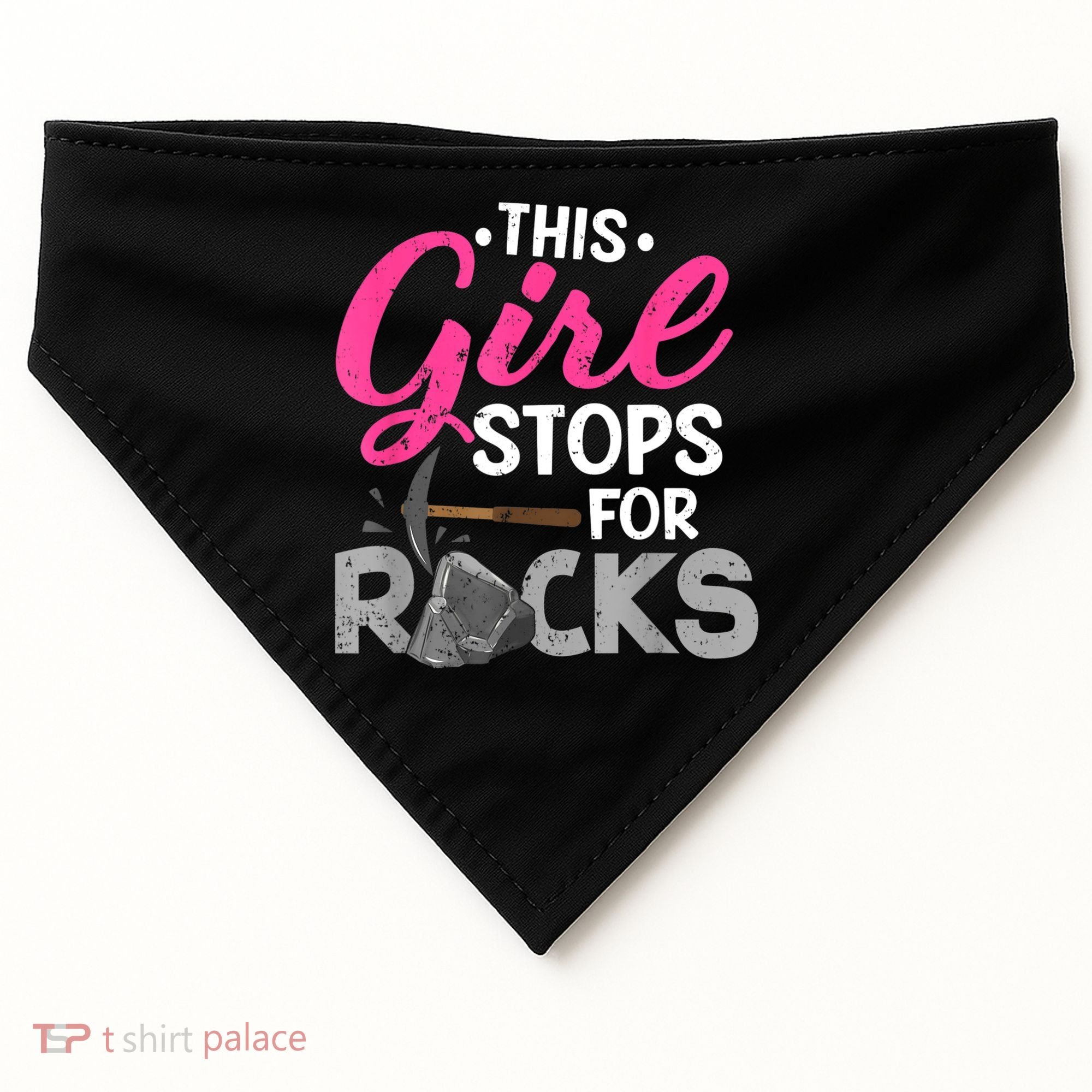 This Girl Stops For Rocks Rock Collector Geode Hunter USA-Made Doggie Bandana