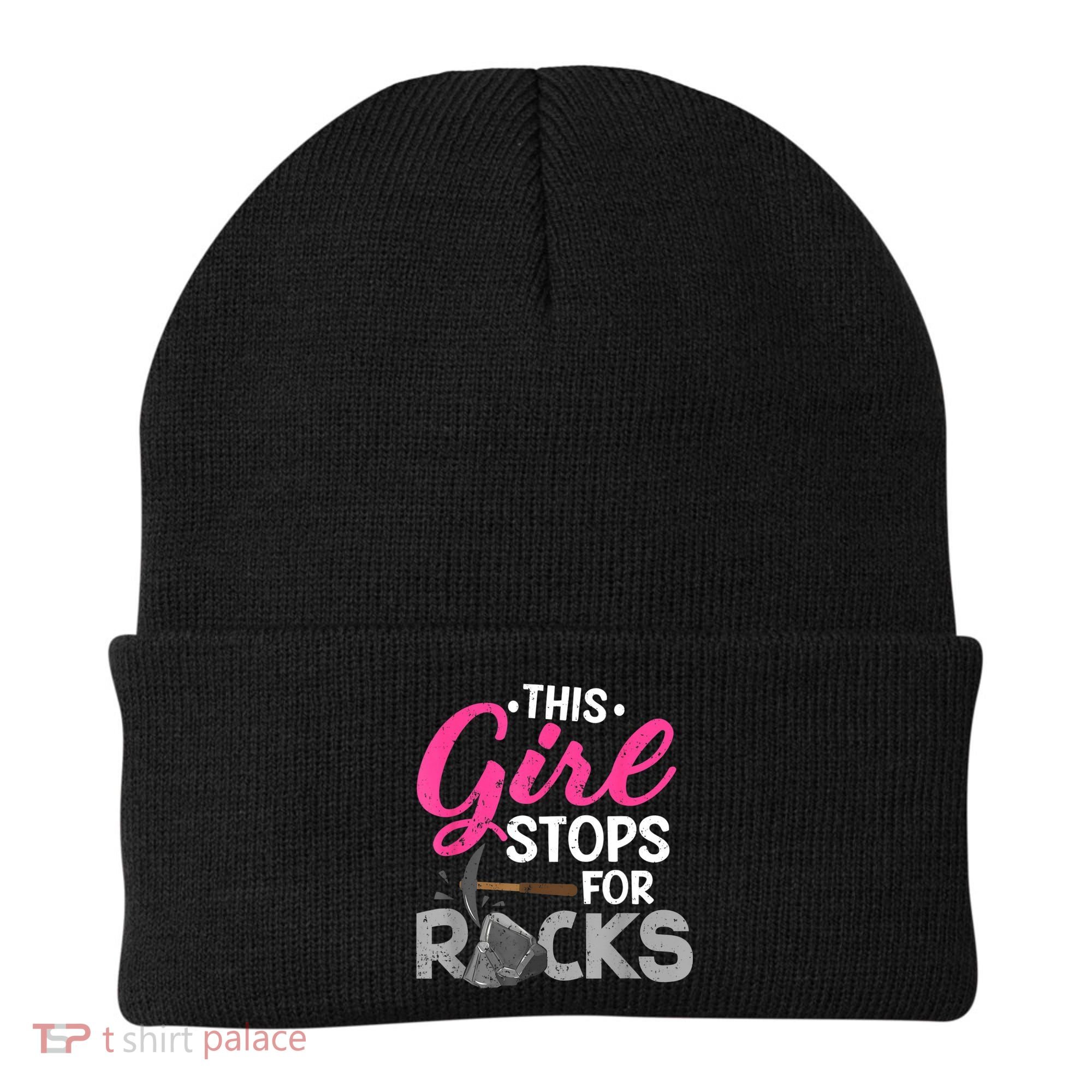 This Girl Stops For Rocks Rock Collector Geode Hunter Beanie
