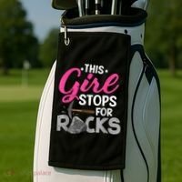 This Girl Stops For Rocks Rock Collector Geode Hunter Golf Towel thumb 2