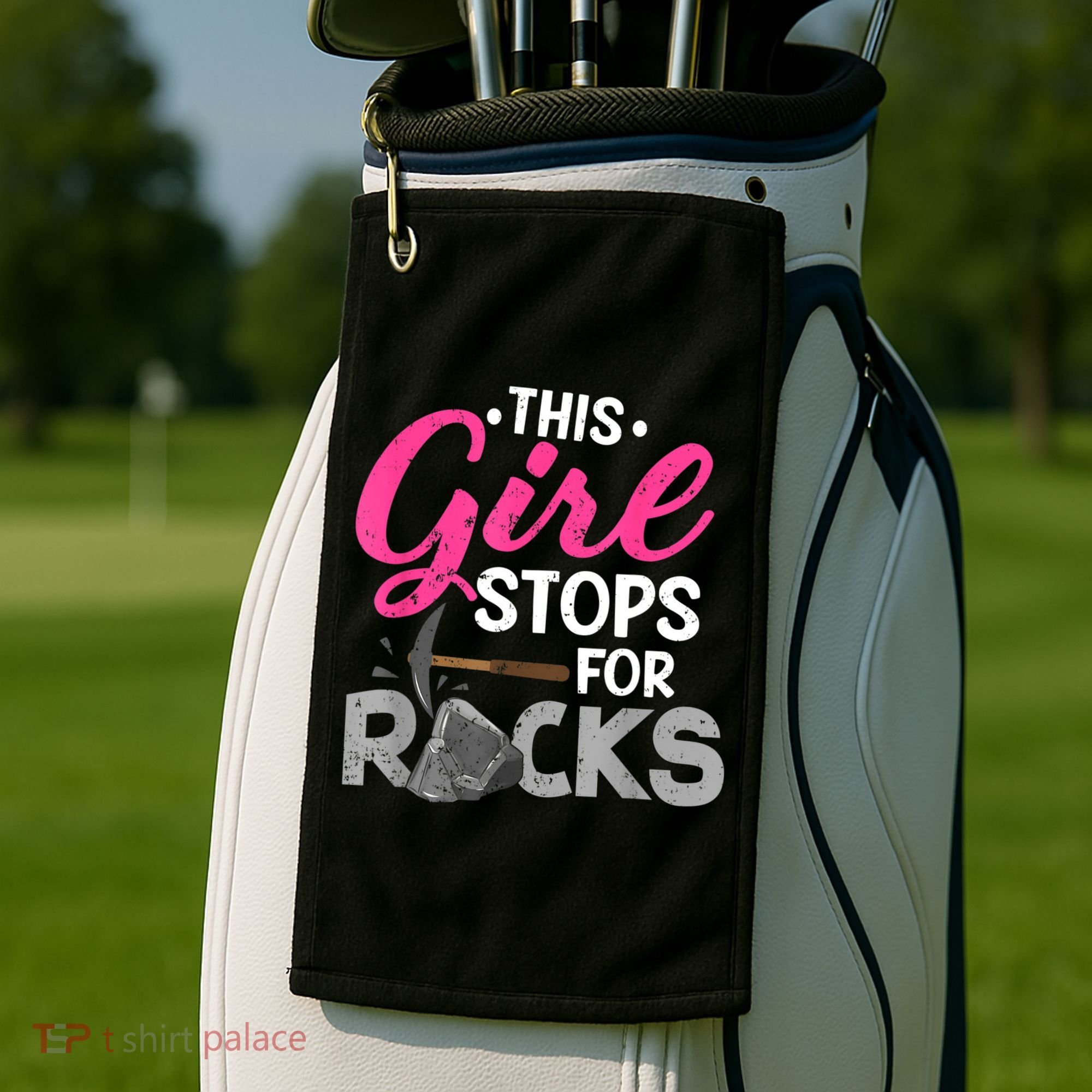 This Girl Stops For Rocks Rock Collector Geode Hunter Golf Towel