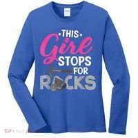 This Girl Stops For Rocks Rock Collector Geode Hunter Women's Long Sleeve Shirt thumb 0