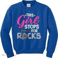 This Girl Stops For Rocks Rock Collector Geode Hunter Kids Sweatshirt thumb 0